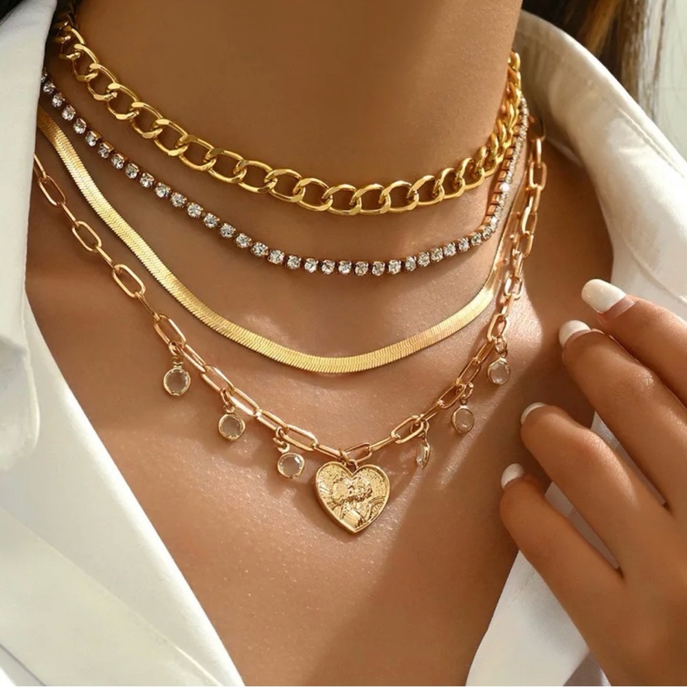 Gold Layered Necklace Set 4